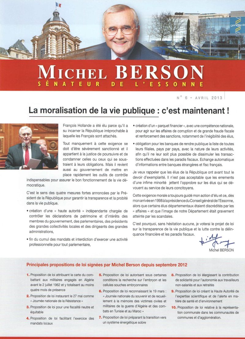 Lettre de Michel BERSON - Avril 2013 - 1